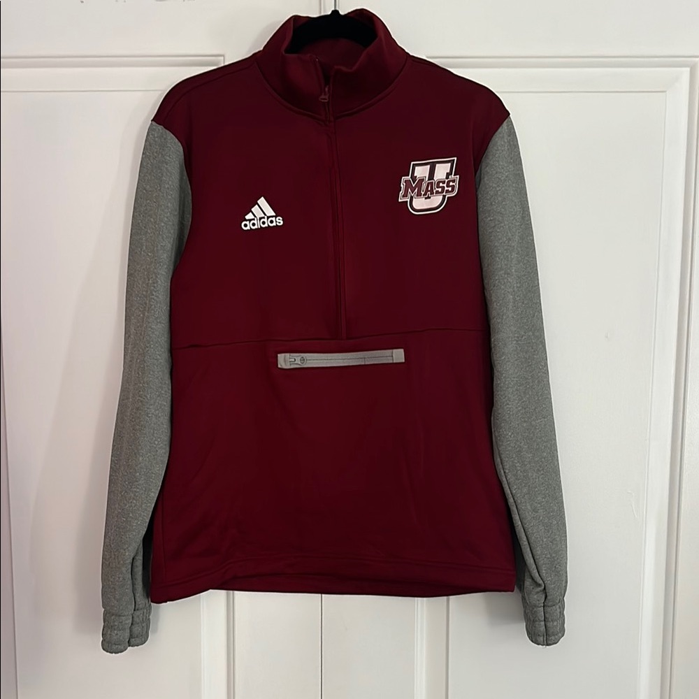 Adidas UMass Maroon and Gray Pullover